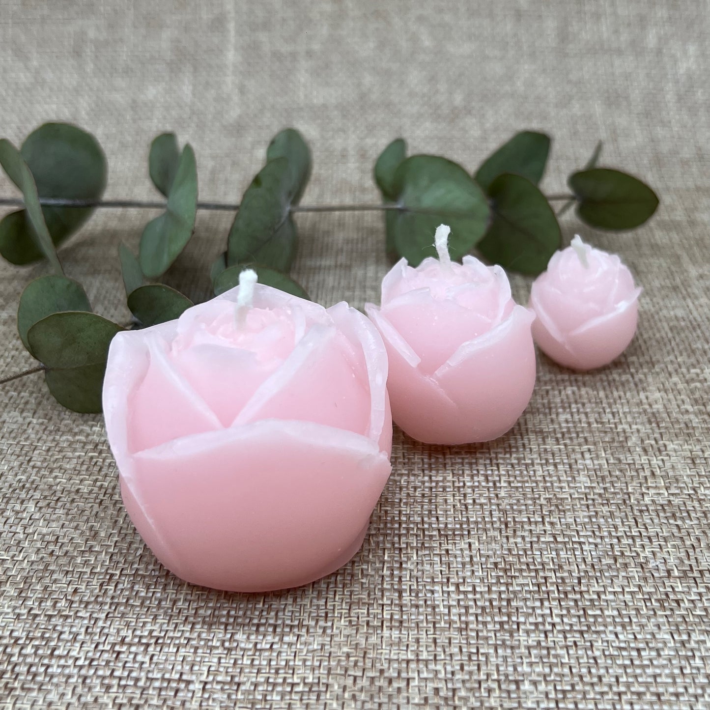 Rozen kaarsen - set 3 stuks - 1-4 branduren