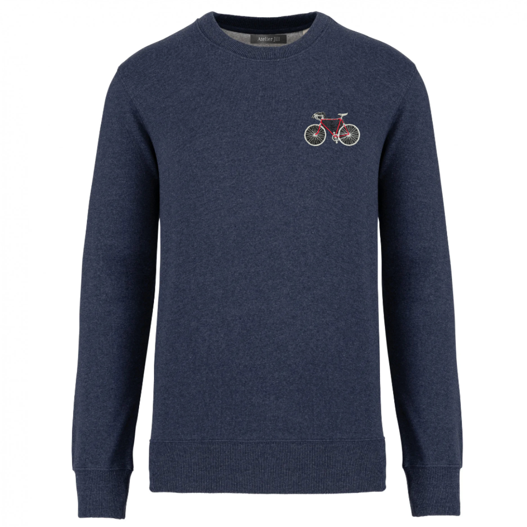 Trui met geborduurde fiets / koersfiets