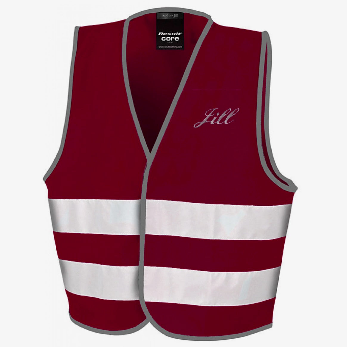 Gepersonaliseerde fluovest borduring met naam - kids - burgundy