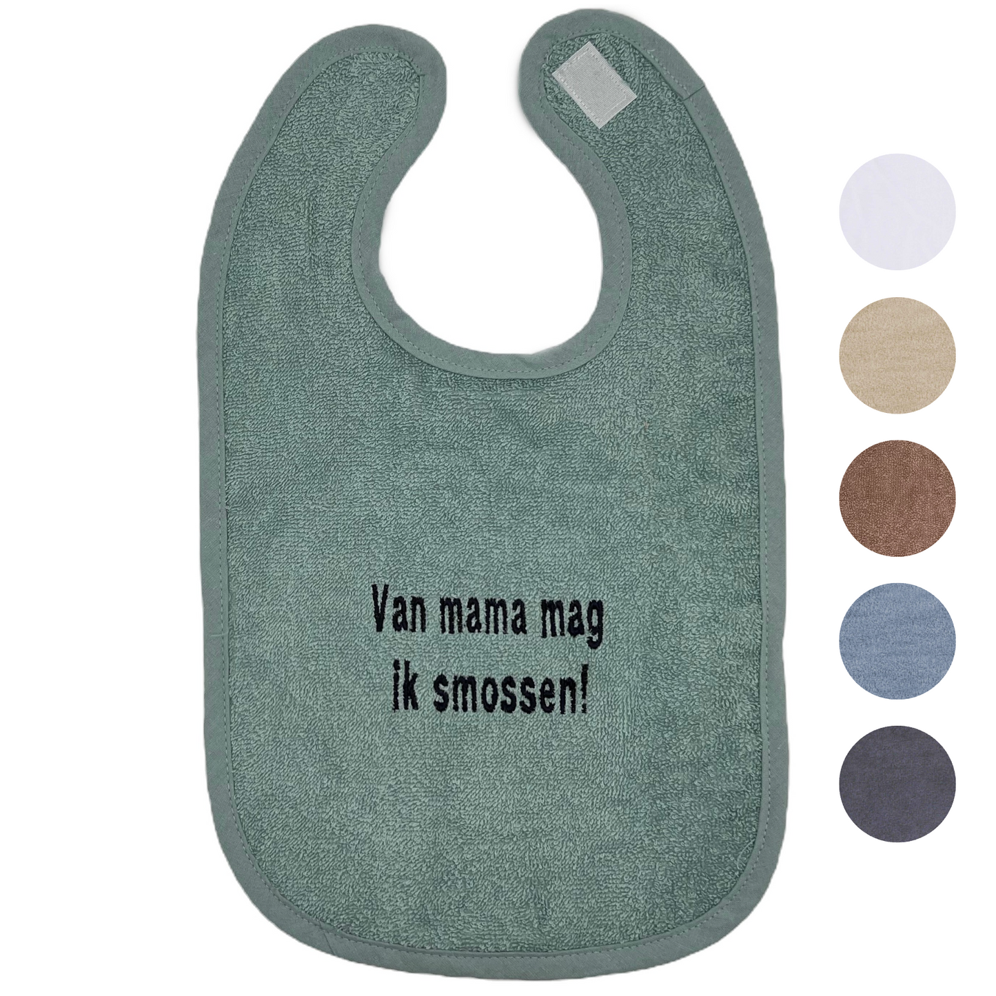 Gepersonaliseerde slab 'Van ... mag ik knoeien/smossen!' - geborduurd