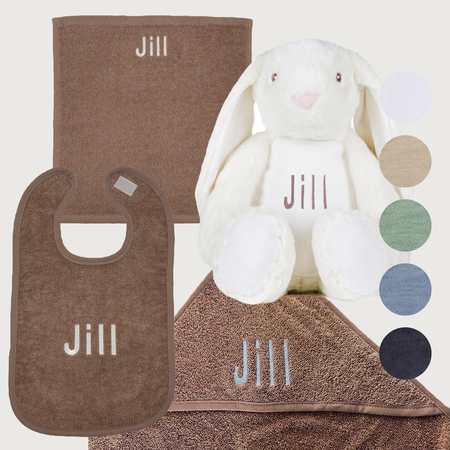 SET- XL knuffelbeer - slab - monddoekje - badcape - met geborduurde naam