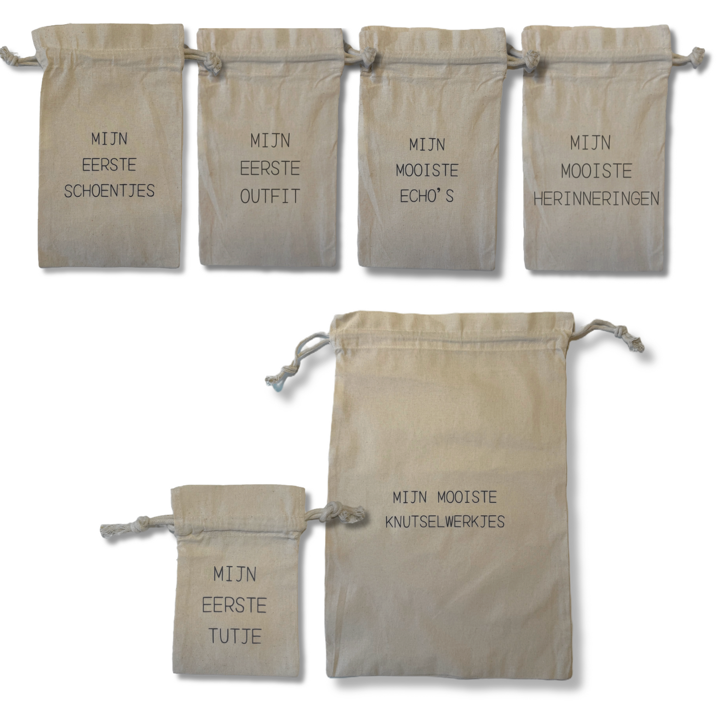 Bewaarzakjes van gecertificeerd katoen - set van 6 - transferdruk