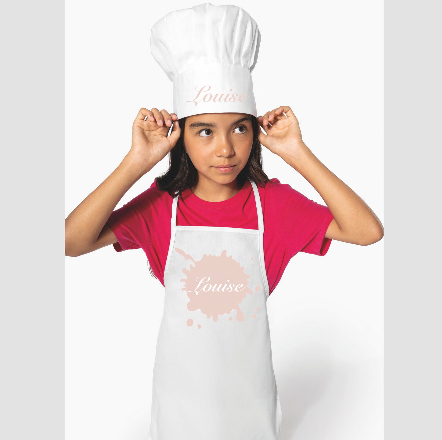 Keukenschort met naam & bijpassende koksmuts - transferdruk