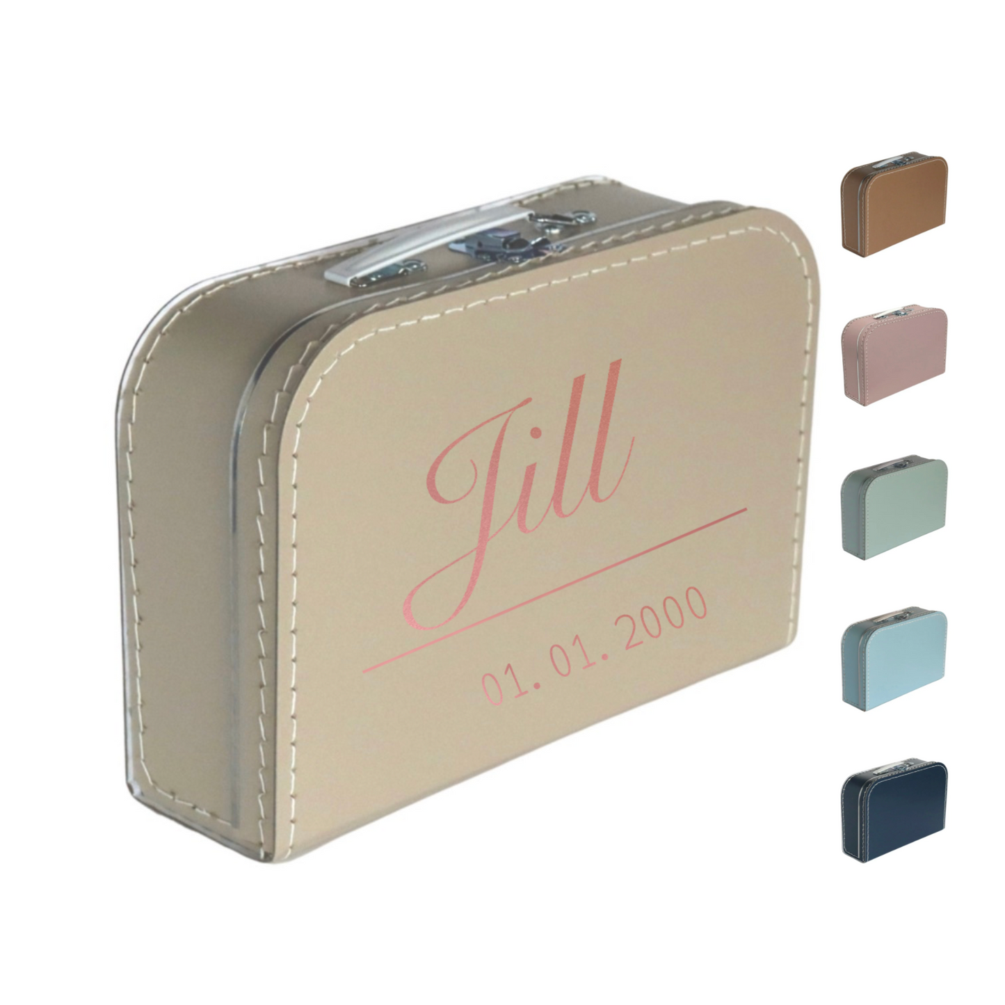 Kinderkoffer met naam en geboortedatum 30 cm - transferdruk