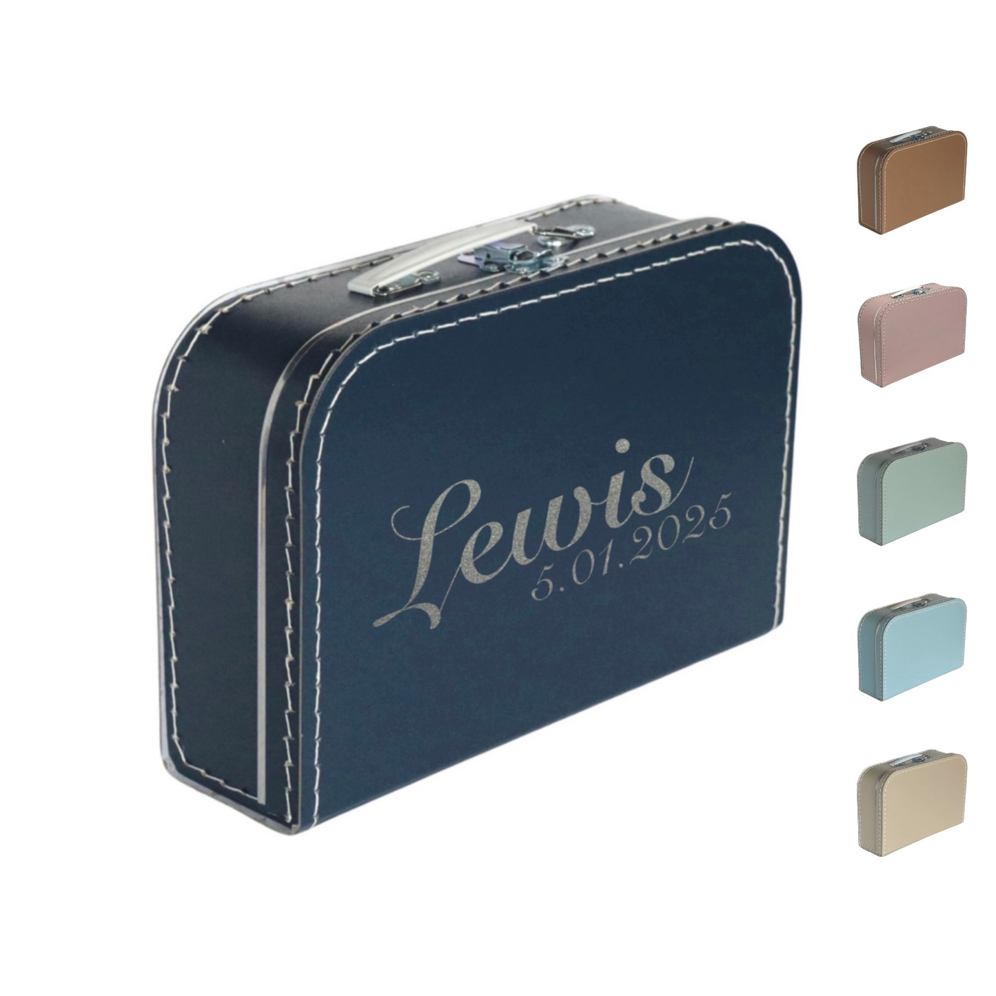 Kinderkoffer met naam en geboortedatum 30 cm - transferdruk